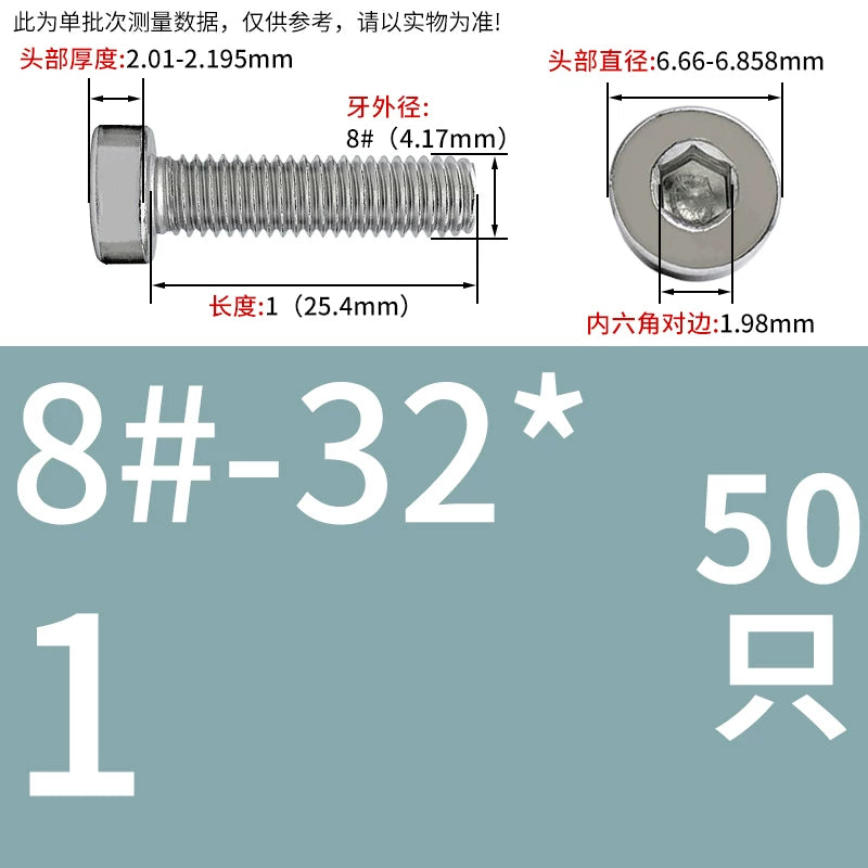 UNC/UNF 304/316 Stainless Steel Machine Screw US Inch Thin Short Head Hex Drive Coarse/Fine Thread