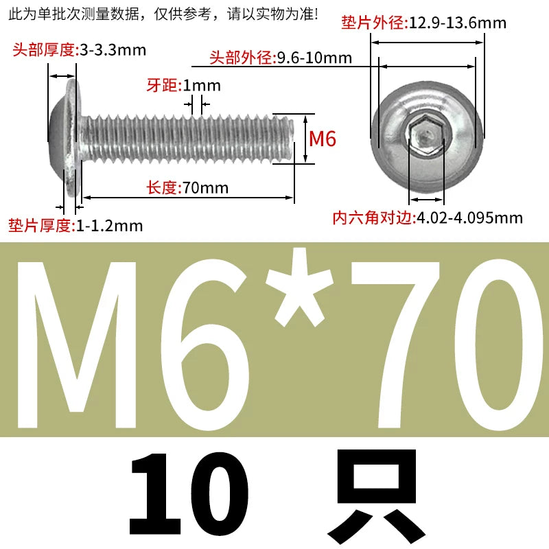 ISO7380.2  M2-M10 Hex Socket Screw 304/316 Stainless Steel Pan Head Flanged Padded Screw