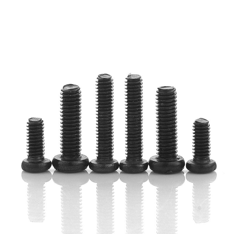 M1.6 M3 M4 M6 Carbon Steel Black Round/Pan Head Cross Screws Bolts for DIY Household & Light Industrial Hardware Fixing