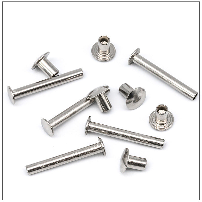 5MM/6MM/8MM304 Flat Round Head Stainless Steel Semi-Hollow Rivet Semi-Hollow Willow Hollow Rivet  for Upholstery & Hardware Assembly