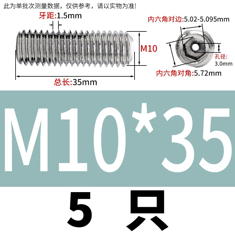 DIN913 Hex Socket Set Screw 304/316 Hollow Perforated Vacuum Exhaust Screw