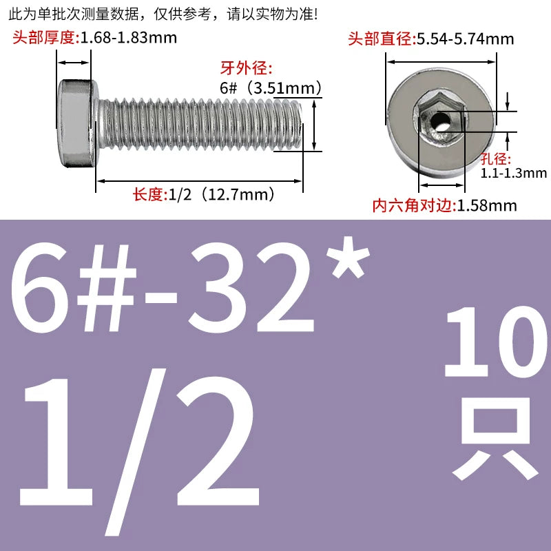 UNC/UNF 304 Imperial Screw Hex Low Head Hollow Exhaust Threading Thin Head Fastener