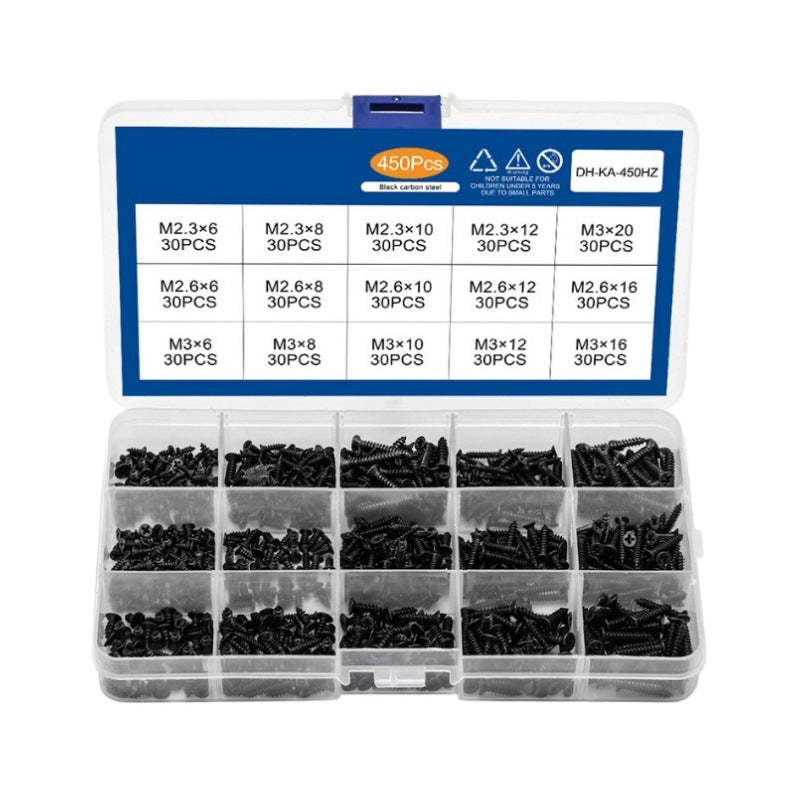 Carbon Steel Flat Head Countersunk Self Tapping Screws Assortment Kit - Screws Box Set for Home Repair and DIY Projects