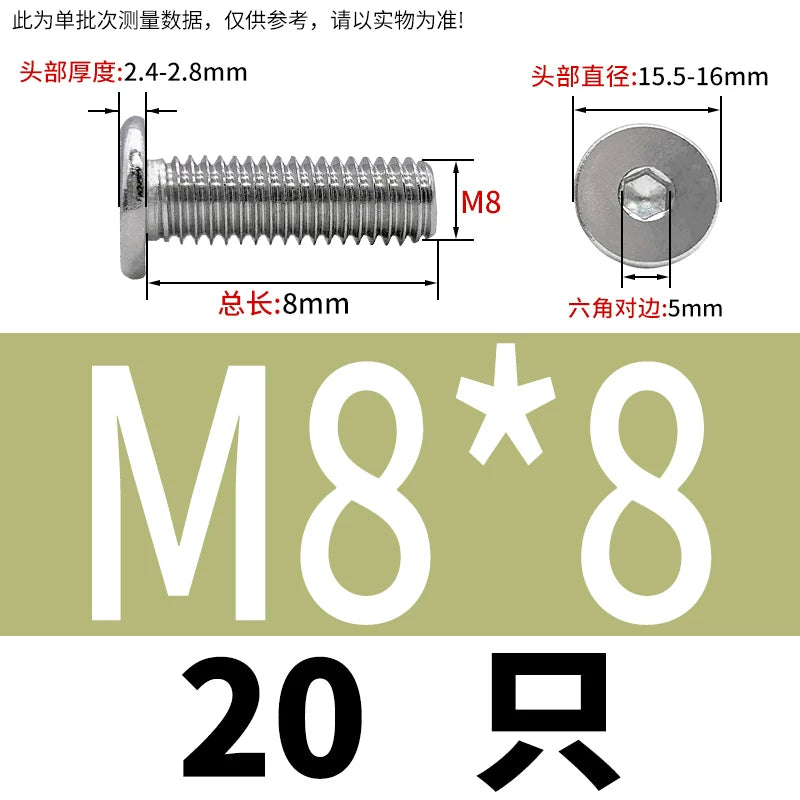 10.9 / 304 Stainless Steel Black Hex Screw CM Ultra-Thin Large Flat Head Low Profile C-Head Flat Shank M1.6-M12