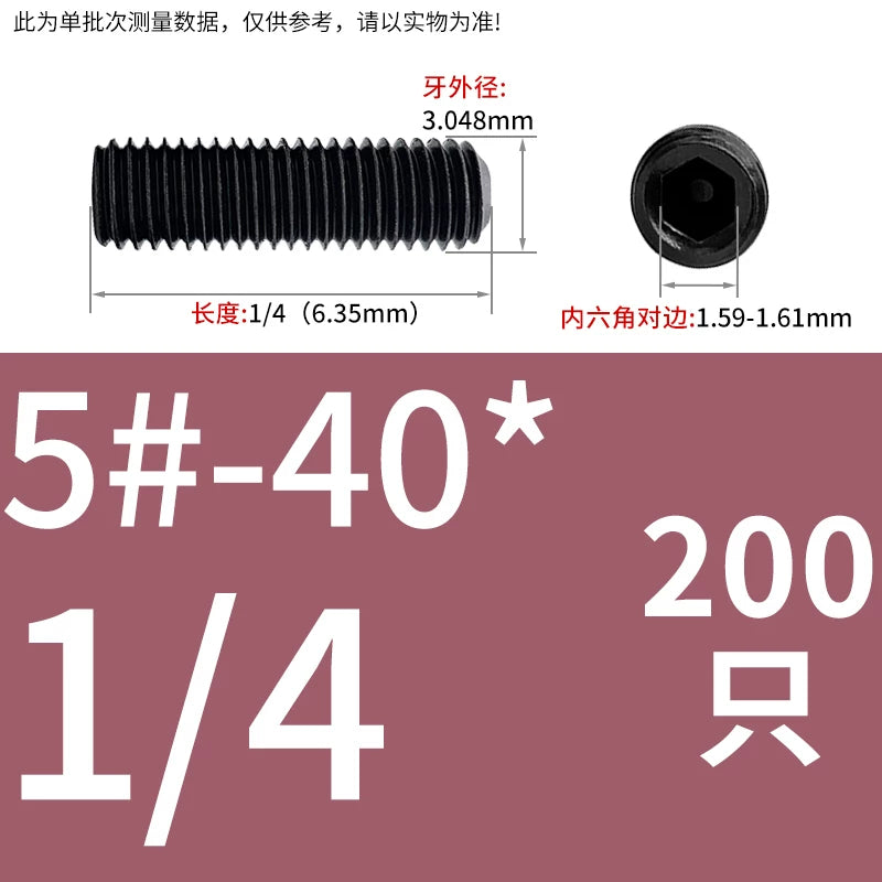 2 #-3/4UNC/UNF Grade 12.9 Screw Imperial Concave End Hex Headless Machine Rice Stop Screw