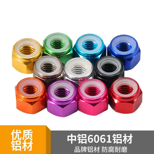 M2-M8 Aluminum Alloy Anodized Colored DIN982 Nylon Insert Lock Nuts - Self-Locking Anti-Loosening Stop Nuts for Industrial Fasteners