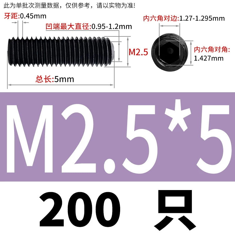 DIN916/GB80 M1.6-M24 Concave End Screw | 12.9 Grade Hex Socket Headless Industrial Set Screw
