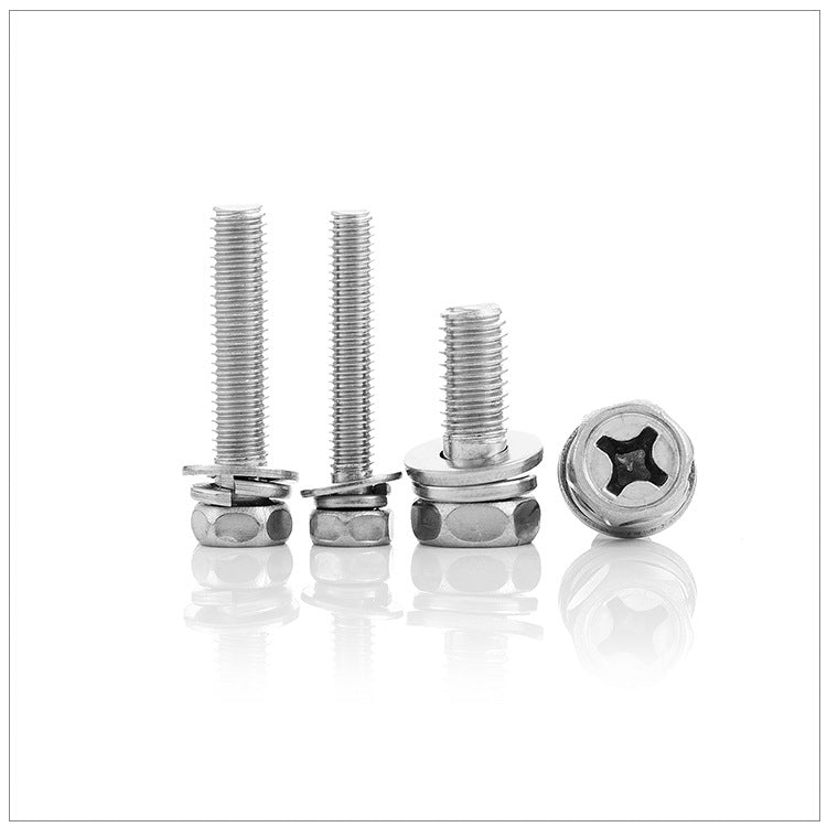 M3/M4/M5/M6 Carbon Steel Nickel Plated Cross Cave Outer Hexagon Combination Screw Three Combination Screw Combination Bolt  for Industrial & Construction Use