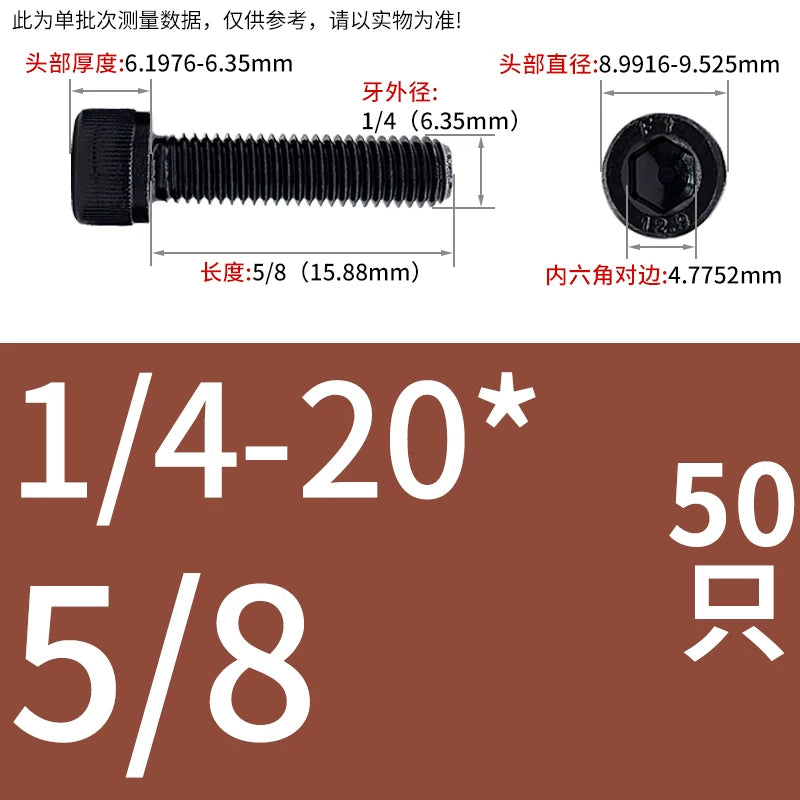 UNC/UNF Grade 12.9 Imperial Screw American Hexagon Cup Head Cylinder High Strength Fastener