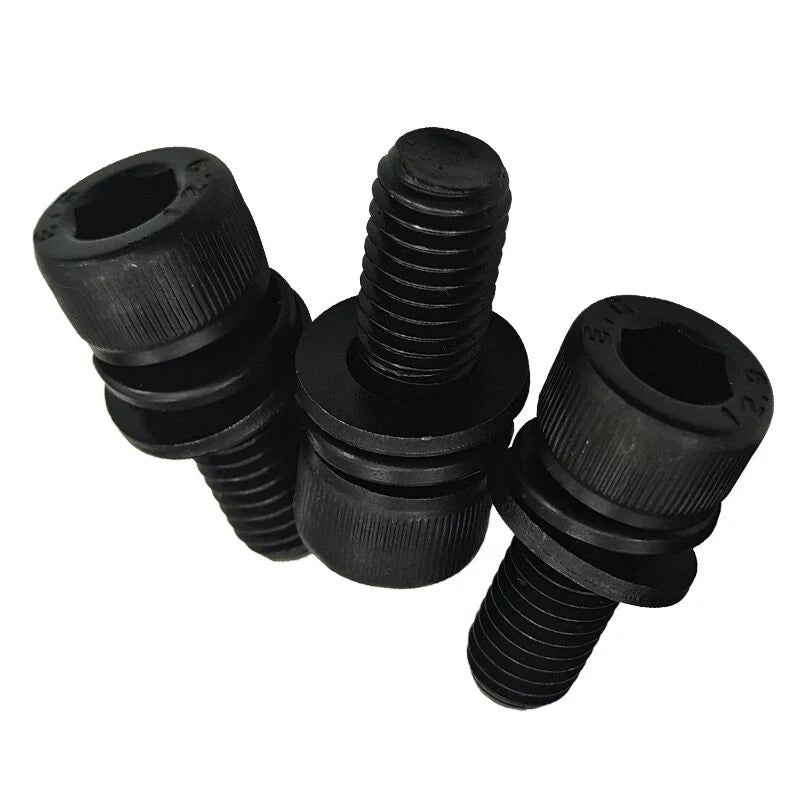 DIN912  M2-M12 Hex Socket Combo Screw Black 304 Stainless Steel Cup Head Washer Set Fastener
