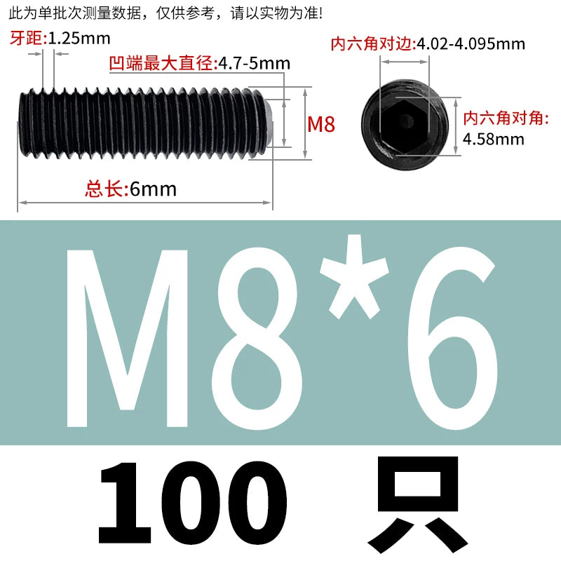 DIN916/GB80 M1.6-M24 Concave End Screw | 12.9 Grade Hex Socket Headless Industrial Set Screw