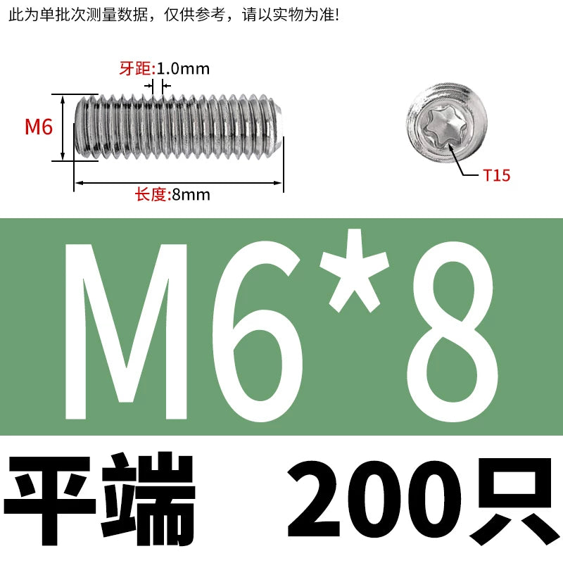DIN34827 Torx Set Screw 304 Stainless Stain M3-M6 Flat/Concave End Grub Screw