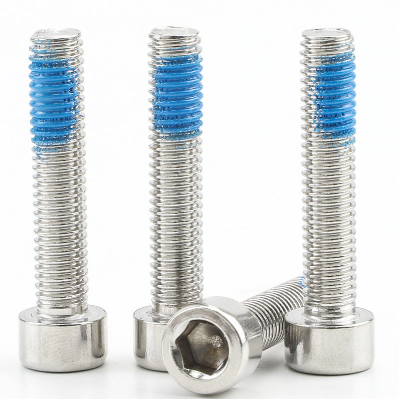 M10 201 stainless steel cylindrical head hexagon dispensing screw cup head half tooth thread with blue glue hexagon bolt for Machinery & Construction