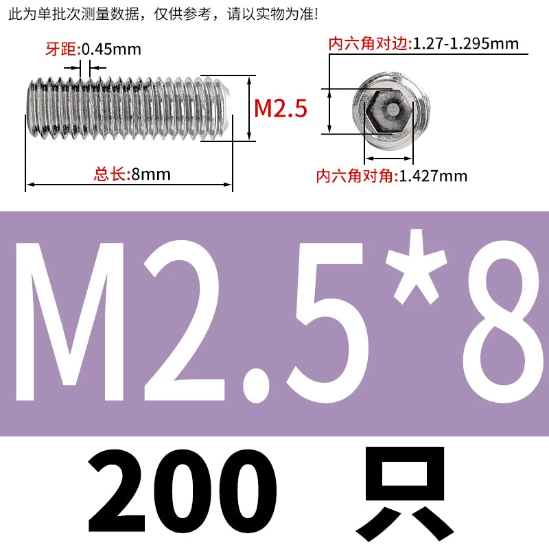 DIN913/GB77 M1.6-M20 Headless Set Screw 304 Stainless Steel Hex Socket Flat End Grub Screw