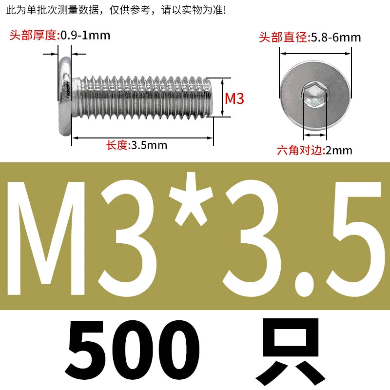 10.9 / 304 Stainless Steel Black Hex Screw CM Ultra-Thin Large Flat Head Low Profile C-Head Flat Shank M1.6-M12