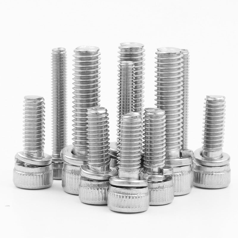 Grade 12.9 high-strength nickel-plated inner hexagon three-combination screw cylindrical head inner hexagon cup head bolt elastic flat pad group for Industrial Machinery