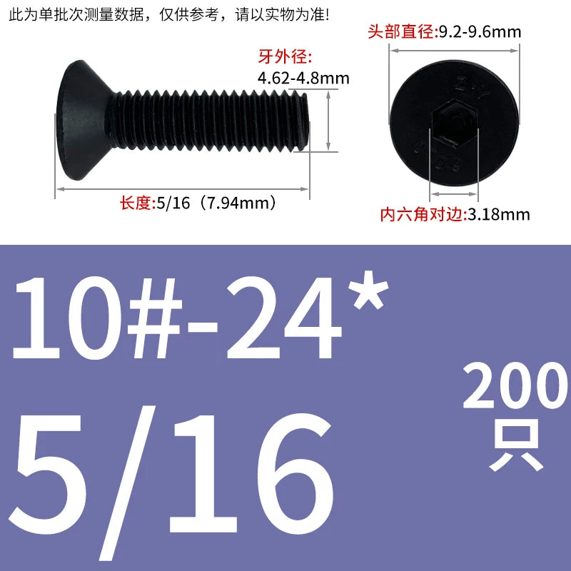 #2 #6 1/2 UNC/UNF/BSW Grade 10.9 Screw Imperial Countersunk Flat Cup Hexagon Precision Screw