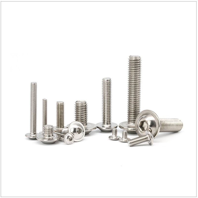 M2.5/M3/M4 304 stainless steel round head with padded inner hexagon bolt pan head with spacer screw semi-round head screw for Industrial & DIY