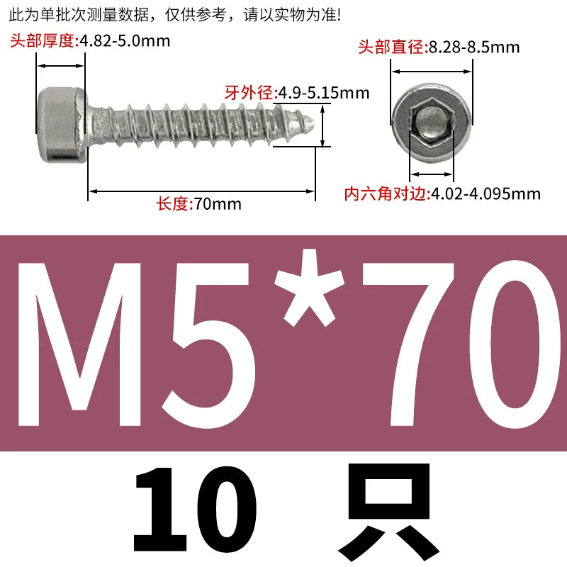 ST2-ST6.3 Socket Head Cap Self-Tapping Screws | 304 Stainless Steel for DIY & Industrial Use