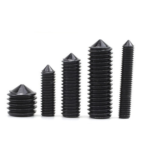 M3/M5/M8/M16 Grade 12.9 Carbon Steel Pointed Tip Set Screws Black Hex Socket Machine Rice Stop Screws for Machinery Positioning