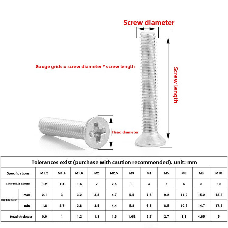 M3M5M8 201 Stainless Steel Cross Groove Countersunk Flat Head Machine Screw for Industrial & Furniture Assembly
