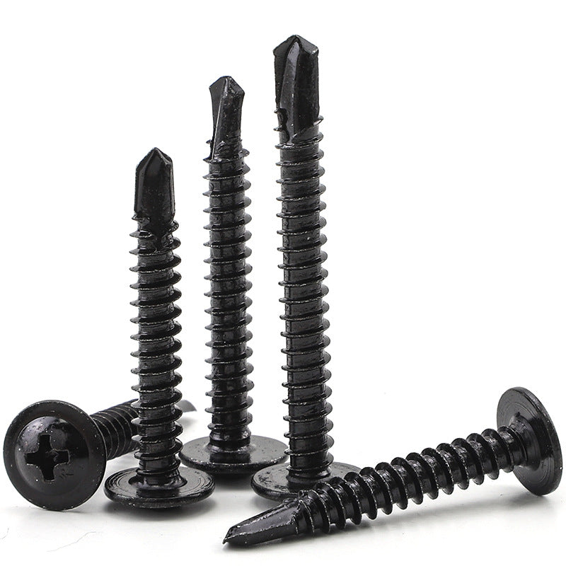 M3.9/M4.2 410 stainless steel round head with padded black drill tail self-tapping screw large flat head dovetail self-drilling screw for Metal Sheet & Construction
