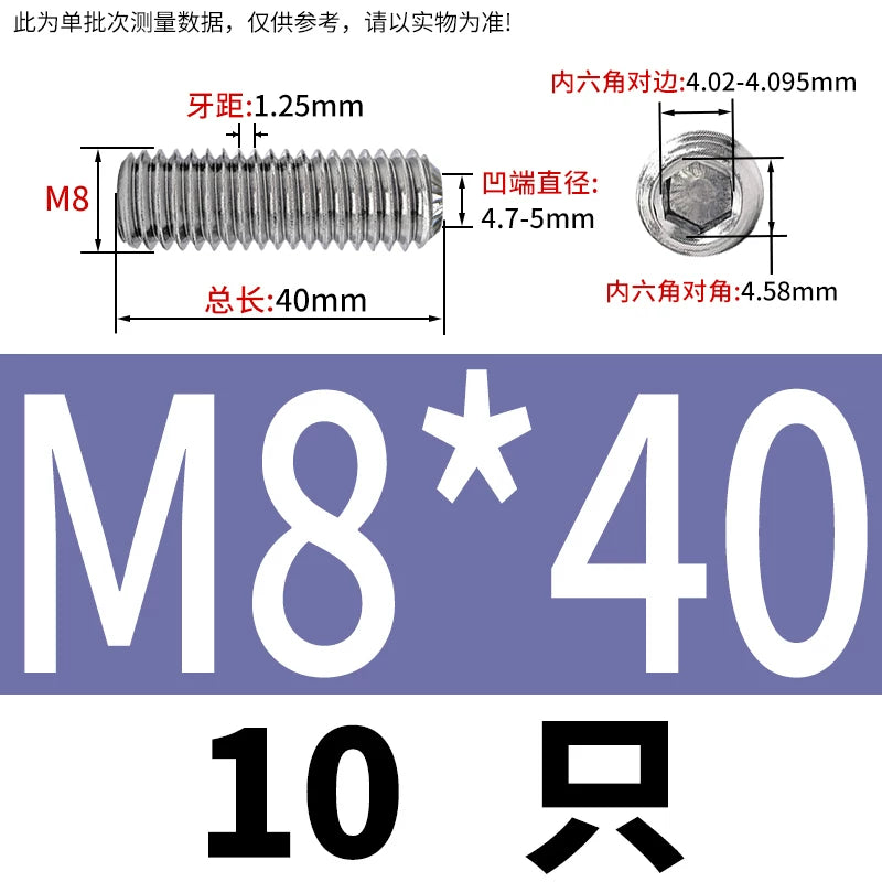 916K Headless Set Screw 304/316L Stainless Steel Hex Socket Knurled Concave End Threaded
