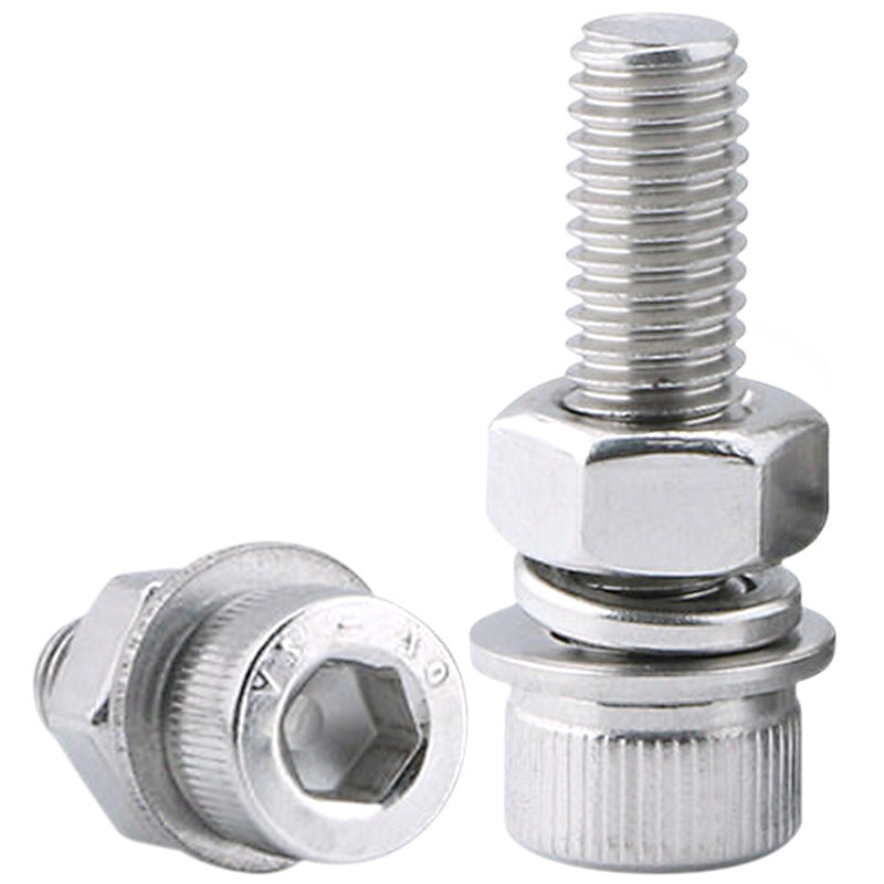 304 stainless steel cylindrical head socket head screw nut set cup head socket head flat elastic pad nut set for Machinery & Furniture