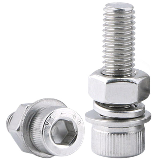 304 stainless steel cylindrical head socket head screw nut set cup head socket head flat elastic pad nut set for Machinery & Furniture