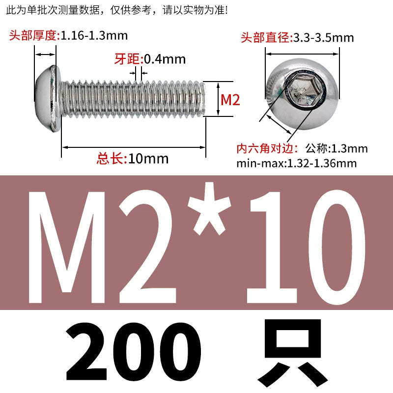 ISO7380 304 Stainless Steel Round Cup Mushroom Head Screw Hex Socket Full/Half Thread Extension Screw