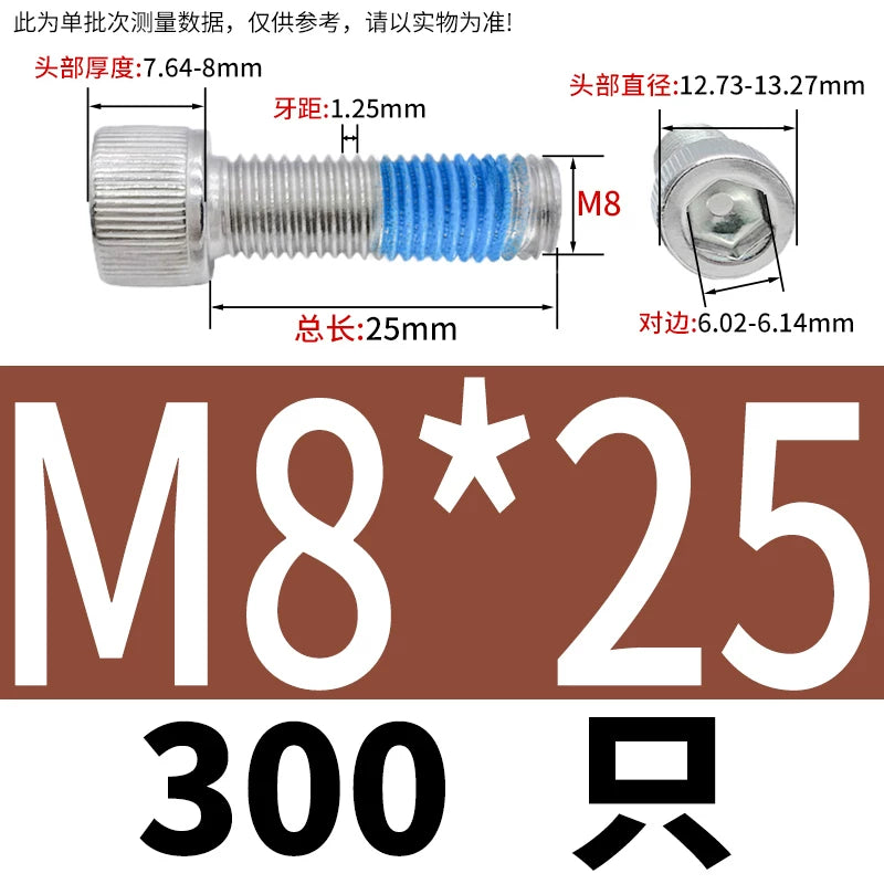 DIN912 Screw M1.4-M24  304 Stainless Steel Cup Head Hex Socket Coated Anti-Loose Bolt