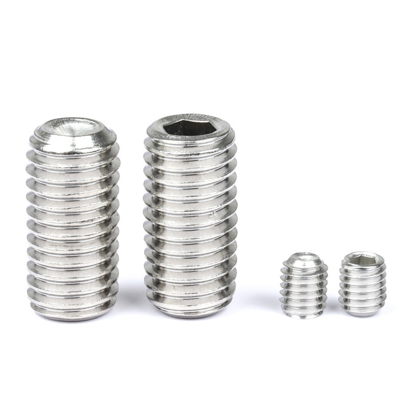 Inch 304 stainless steel hexagonal concave end set screw, top screw stop screw machine meter headless screw for Industrial Fastening