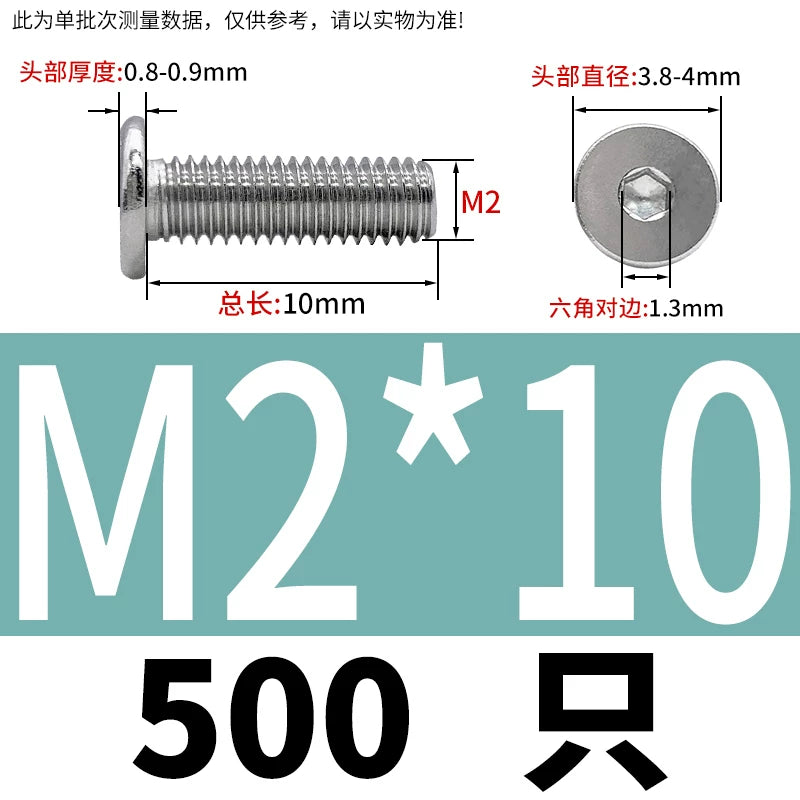 10.9 / 304 Stainless Steel Black Hex Screw CM Ultra-Thin Large Flat Head Low Profile C-Head Flat Shank M1.6-M12