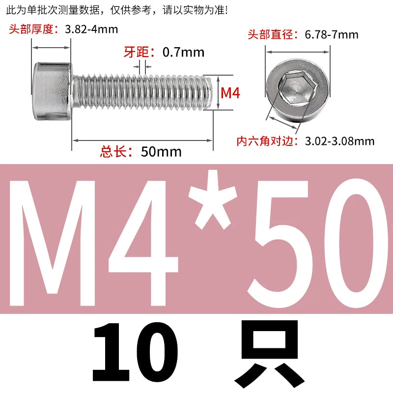 GB70.1 M2-M8 316 Stainless Steel Screw Hex Socket Cup/Cylindrical Head Fastener