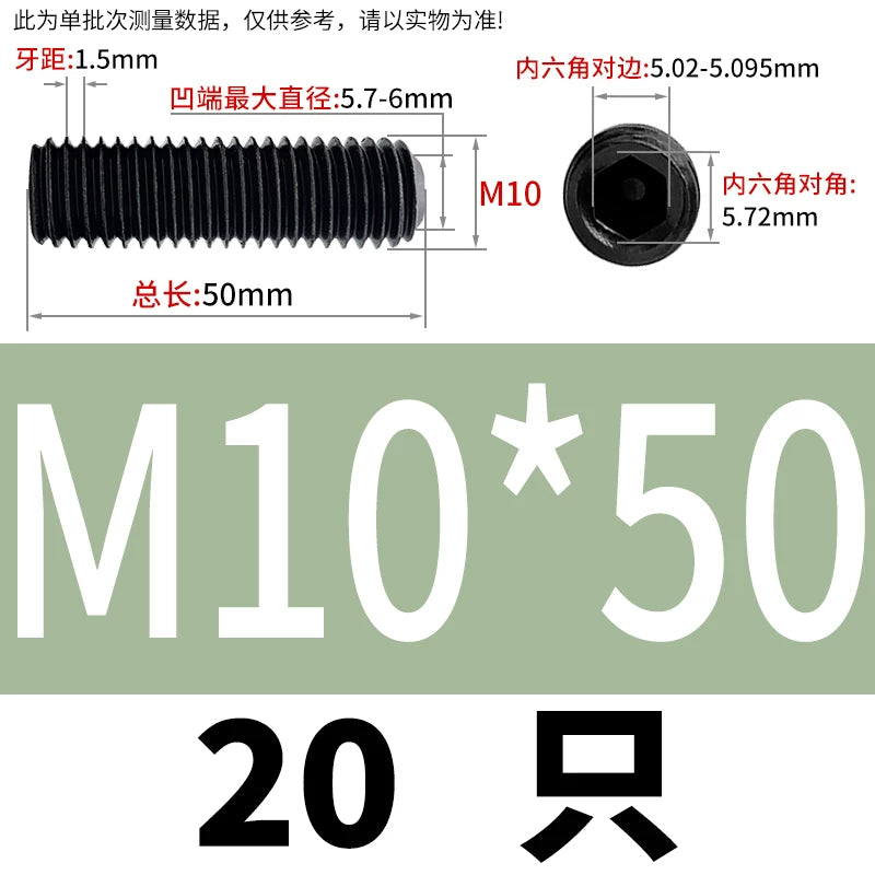 DIN916/GB80 M1.6-M24 Concave End Screw | 12.9 Grade Hex Socket Headless Industrial Set Screw