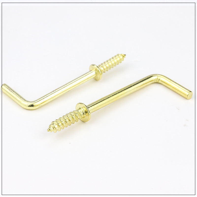 1/2 1 2 Inch Copper Plated L Shaped Right Angle Hook Self Tapping Screws 7 Character Hook Screws for Home Decoration Furniture Installation Wall Hanging Fixing