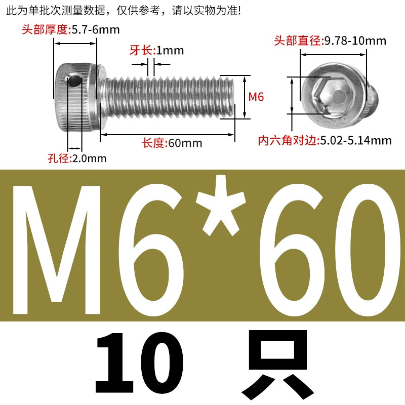DIN912 Stainless Steel Lead Seal Screw Hex Head Side Hole Anti-Dislodge Fastener