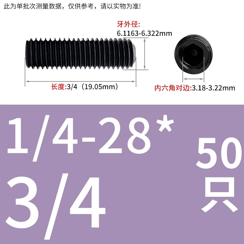 2 #-3/4UNC/UNF Grade 12.9 Screw Imperial Concave End Hex Headless Machine Rice Stop Screw