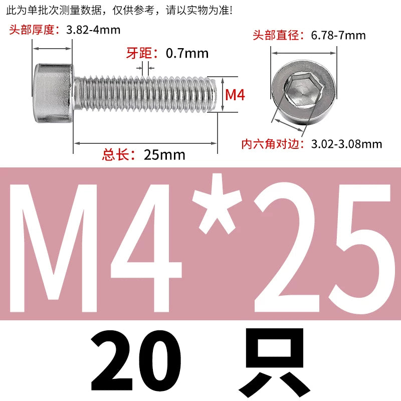 GB70.1 M2-M8 316 Stainless Steel Screw Hex Socket Cup/Cylindrical Head Fastener