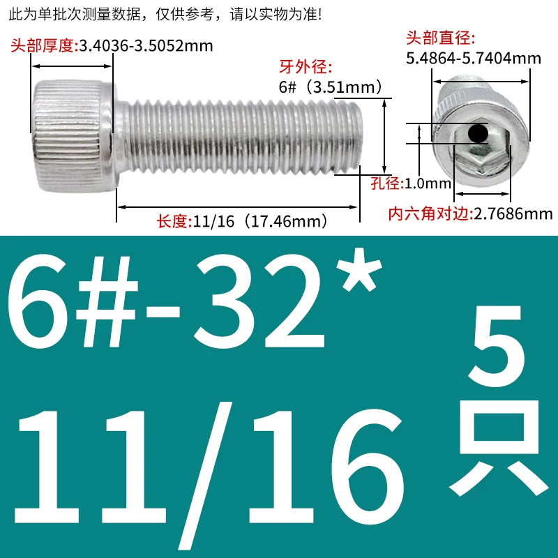 UNC/UNF 304 Stainless Steel Hollow Screw American Imperial Hex Cup Head Vacuum Exhaust Thread Fastener