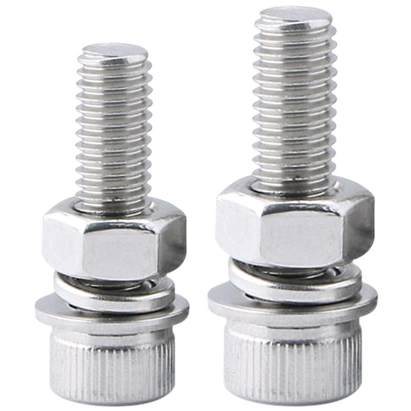 304 stainless steel cylindrical head socket head screw nut set cup head socket head flat elastic pad nut set for Machinery & Furniture