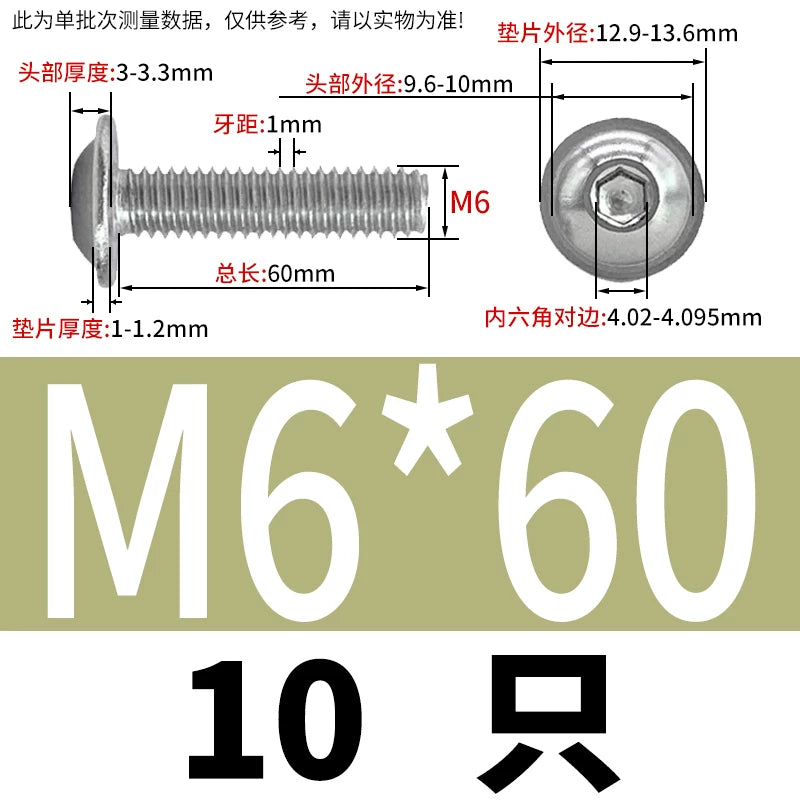 ISO7380.2  M2-M10 Hex Socket Screw 304/316 Stainless Steel Pan Head Flanged Padded Screw
