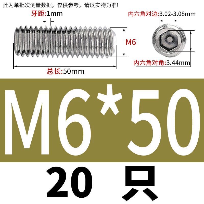 DIN913/GB77 M1.6-M20 Headless Set Screw 304 Stainless Steel Hex Socket Flat End Grub Screw