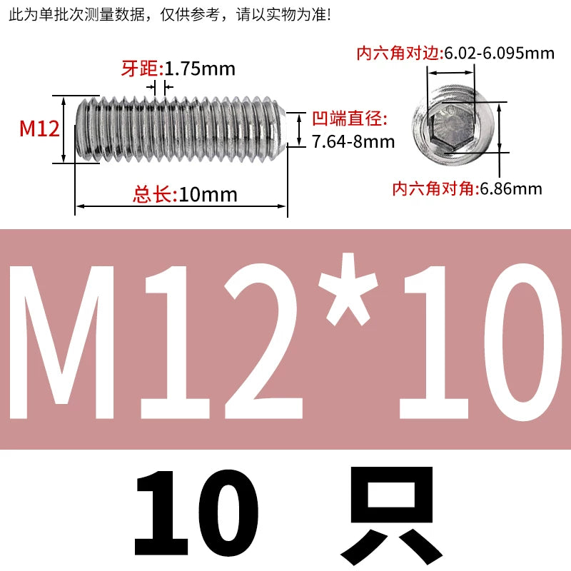 DIN916 M3-M10  316 Stainless Steel Concave End Set Screw Hex Socket Headless Fastener