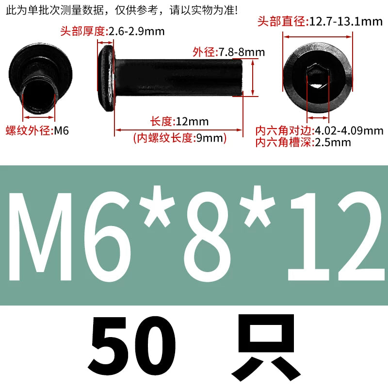 304 Stainless Steel Inner Hexagon Lock Nut Black M2-M10 Slant Flat Head Furniture Splint Nut