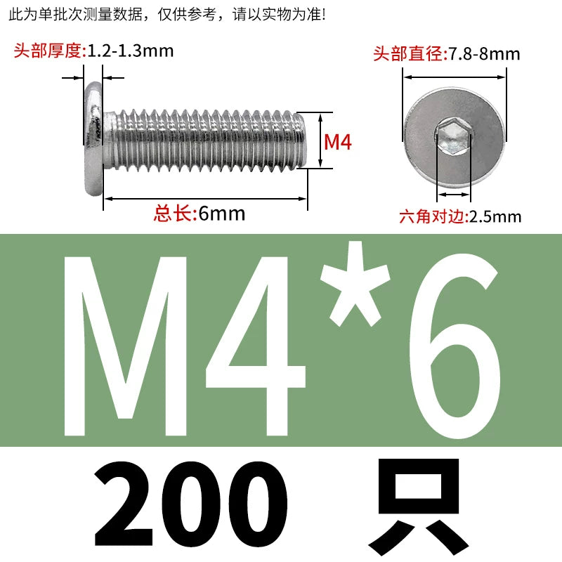 10.9 / 304 Stainless Steel Black Hex Screw CM Ultra-Thin Large Flat Head Low Profile C-Head Flat Shank M1.6-M12