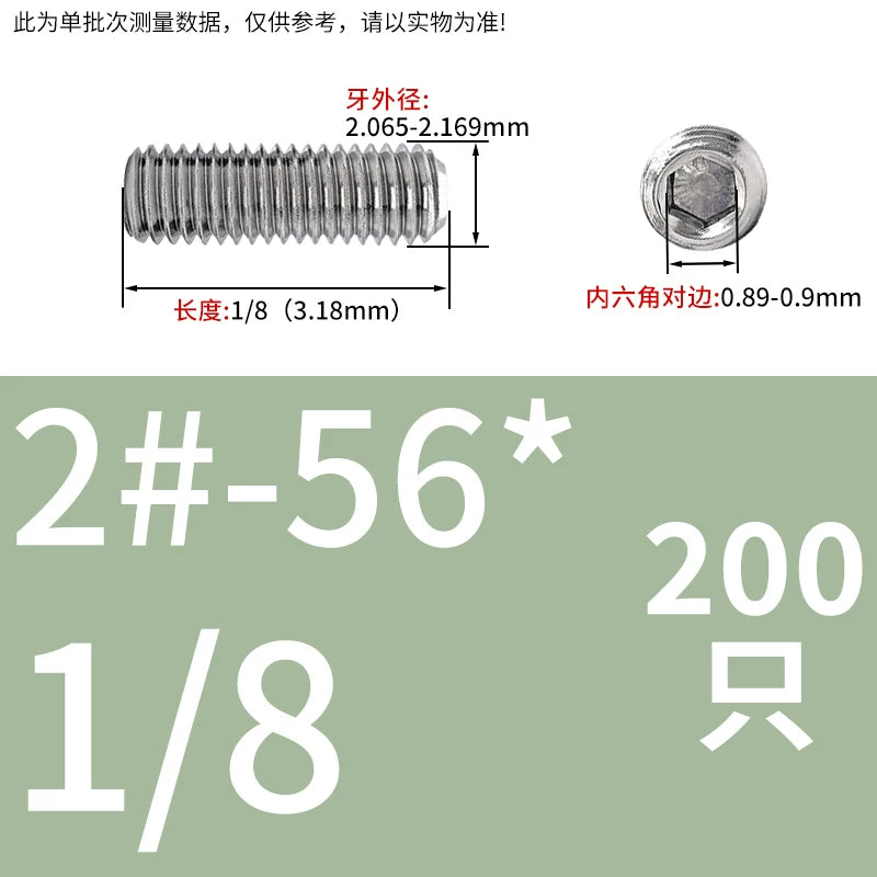 UNC/UNF Stainless Stee Set Screw Inch Headless Hex Socket Concave End Coarse/Fine Thread Screw