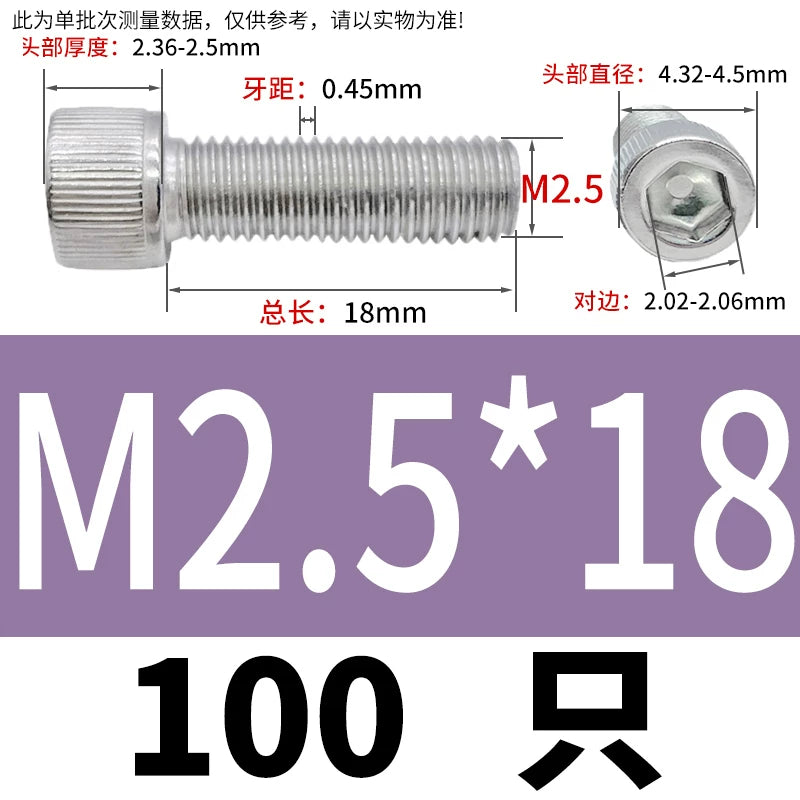 DIN912 M1.4 M2.5 M3.5-M6 304 Stainless Steel Screw Super Long Machine Screw Cup/Cylindrical Head Hexagon