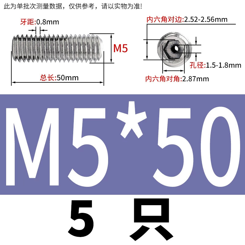 DIN913 Hex Socket Set Screw 304/316 Hollow Perforated Vacuum Exhaust Screw