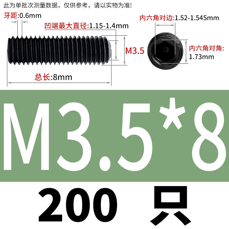 DIN916/GB80 M1.6-M24 Concave End Screw | 12.9 Grade Hex Socket Headless Industrial Set Screw